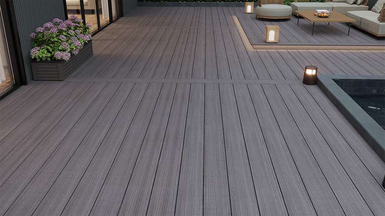 planeo MAXLine Antik - 3m WPC CoEx ummantelte XL Terrassendiele Massiv - Grau rustikal strukturiert/glatt gebürstet