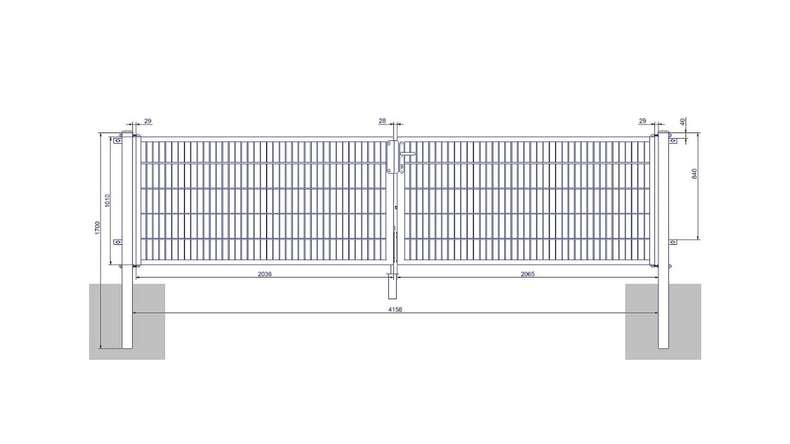 planeo Universaltor medium 2-flg. Feuerverzinkt H 1000 x B 4158 mm inkl. Torpfosten