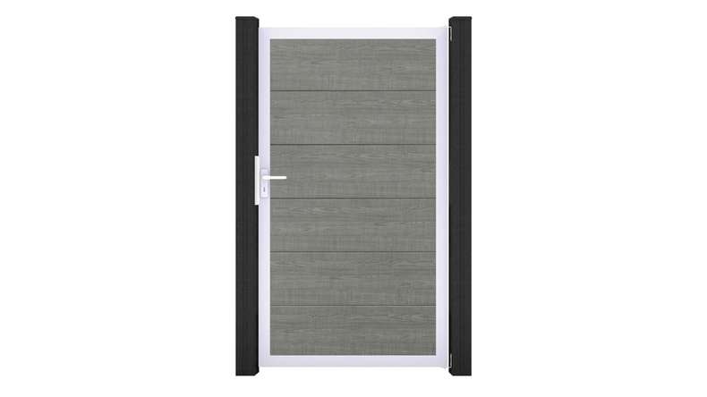 planeo Gardence Simply - PVC-Universaltor Grey Ash Cut mit Alu-Rahmen 100 x 180 cm