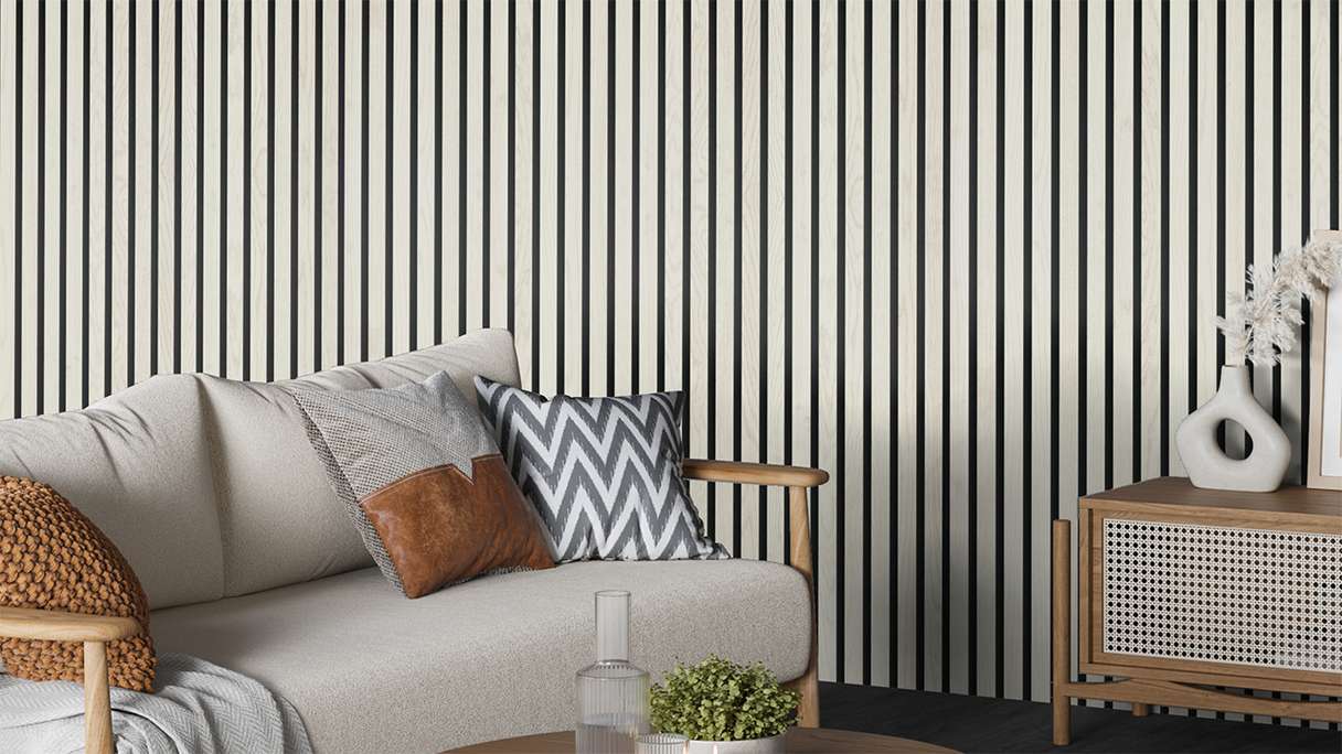 Skaben Akustikpaneele SilentWall Comfort - Eiche Weiß - 250 x 30 cm