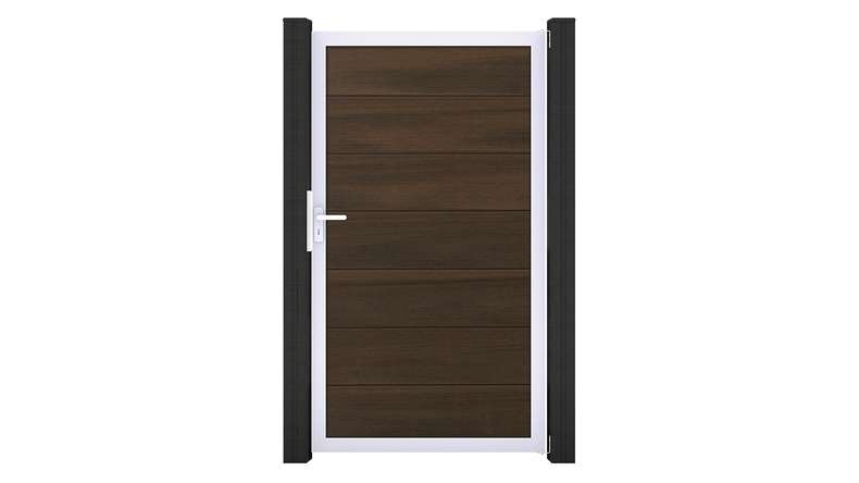 planeo Gardence Strong XL - BPC-Universaltor Walnuss co-ex mit Silber-Alurahmen 100 x 180 x 4 cm