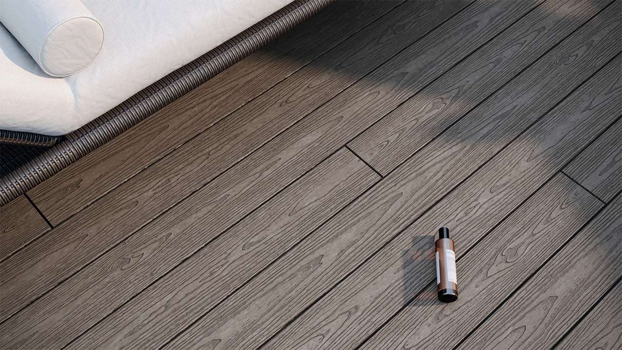 planeo CoEXWood WPC-Terrasse Komplett-Set Massivdiele - Grau/Zement strukturiert