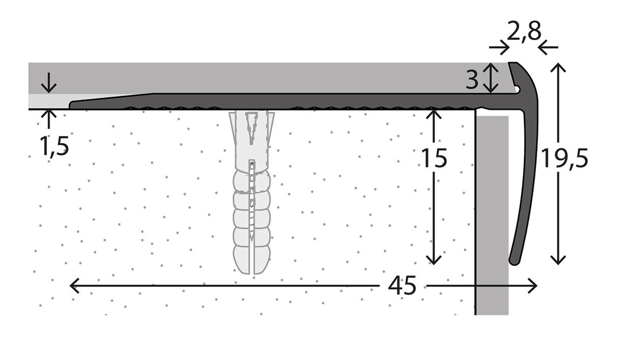 planeo Treppenkantenprofil 791 Silber 250 cm
