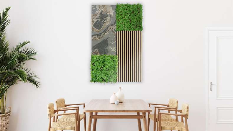 planeo Akustikpaneel - MixWall Mineral Mood Antique Slate 52 x 104 cm | Echtstein (PLMW-30411C)