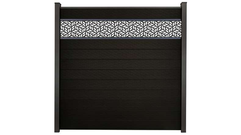 planeo Gardence Strong - BPC-Steckzaun Leafs Schwarz co-ex 180 x 180 cm