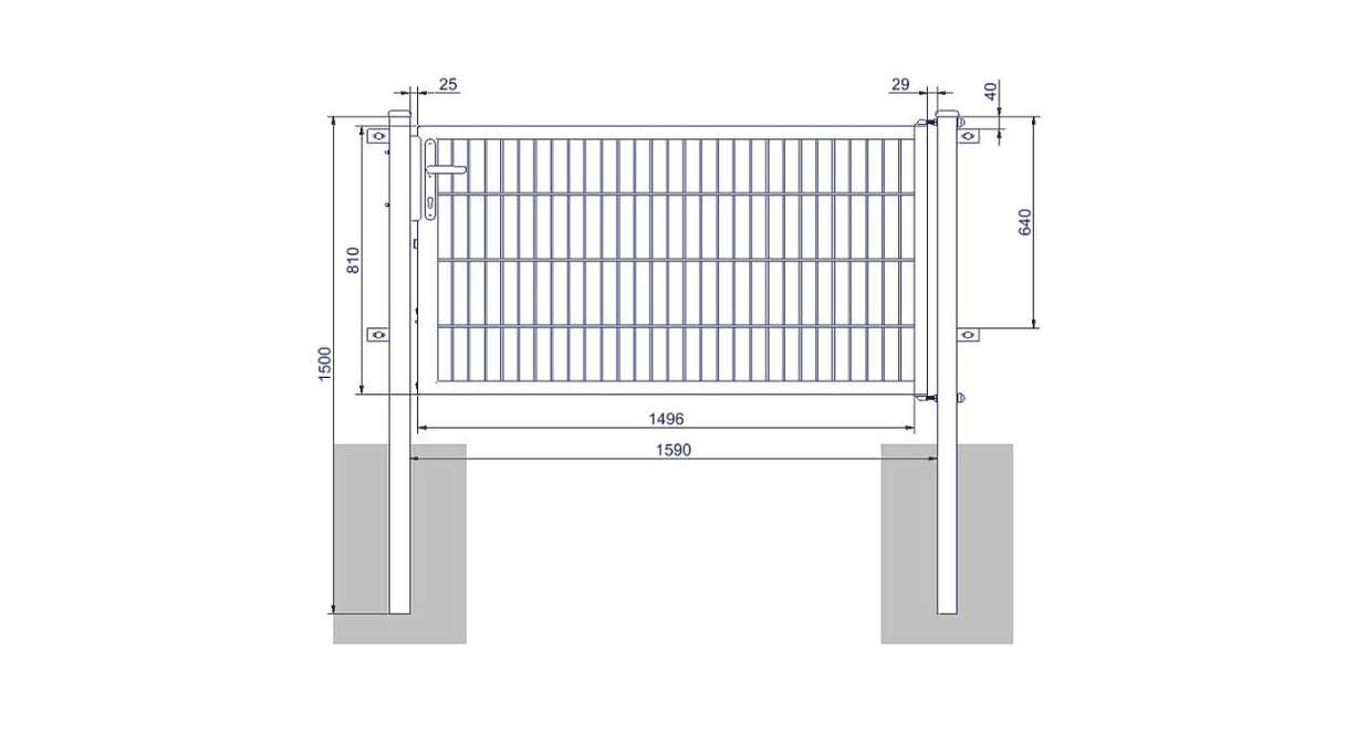 planeo Universaltor medium 1-flg. Feuerverzinkt H 800 x B 1590 mm inkl. Torpfosten