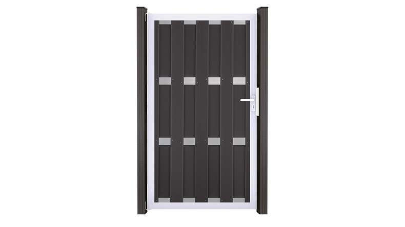 planeo Gardence Premade - BPC-Tor DIN Links Anthrazit 100 x 180 x 4 cm - Rahmen Silber