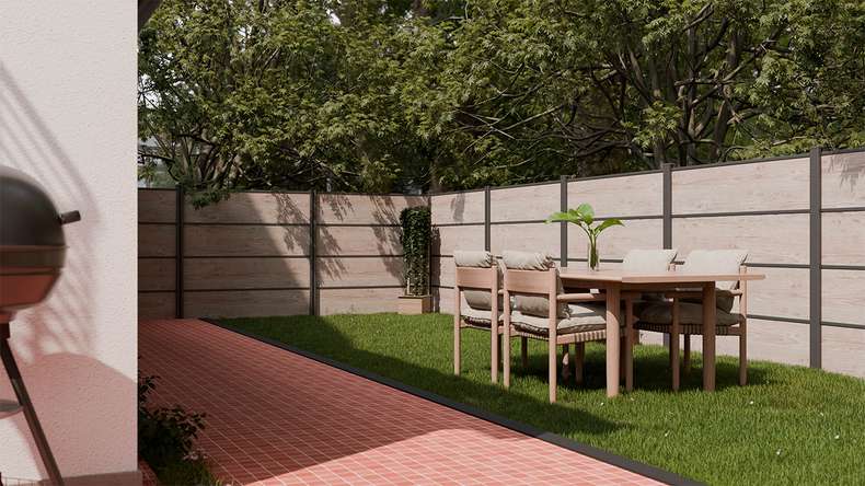 planeo Gardence Resistant - HPL-Steckzaun Holzoptik 180 x 183 cm