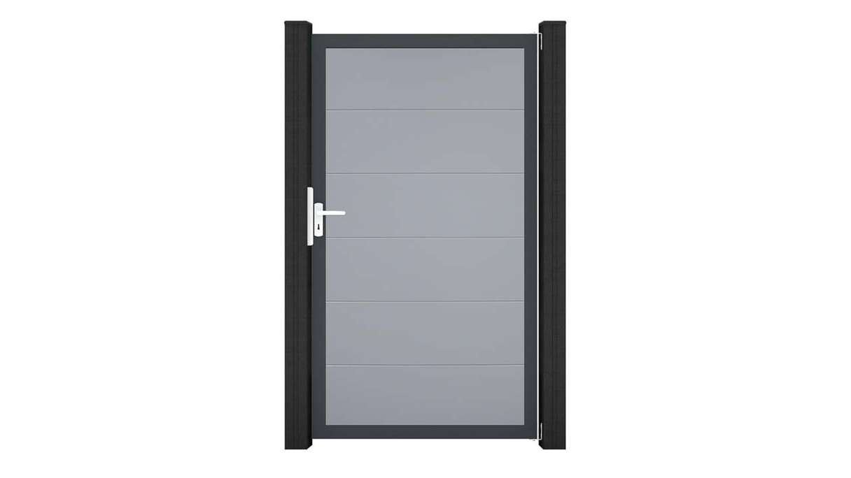 planeo Gardence Simply - PVC-Universaltor Silbergrau mit Alu-Rahmen 100 x 180 cm