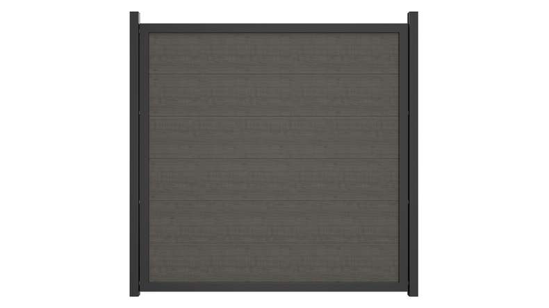 planeo Gardence Simply Guard - PVC-Gartenzaun Grey Ash Cut mit Alu-Rahmen in Anthrazit 180 x 180 cm