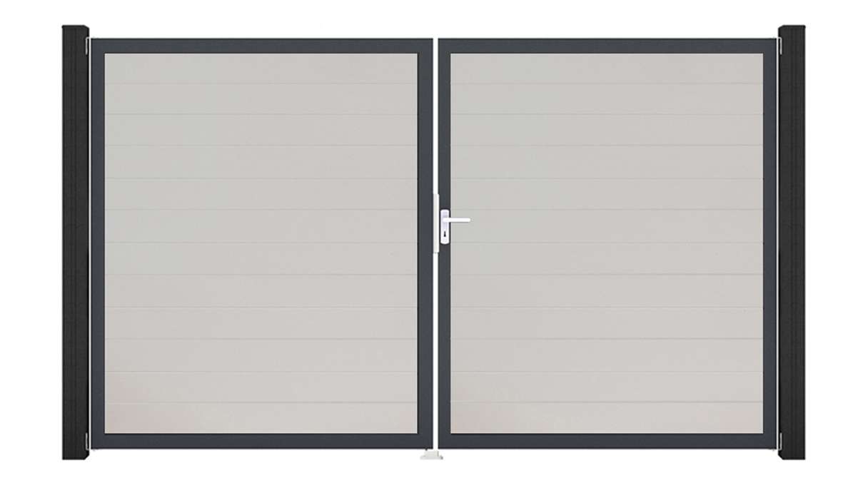 planeo Gardence Simply Small - PVC-Tor 2-flügelig Weiss mit Alurahmen 300 x 180 cm