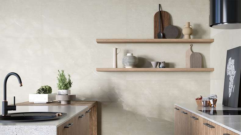 planeo Wandverkleidung SPC - CeraRock Tile Stripes Ivory Marble 120 x 60 cm