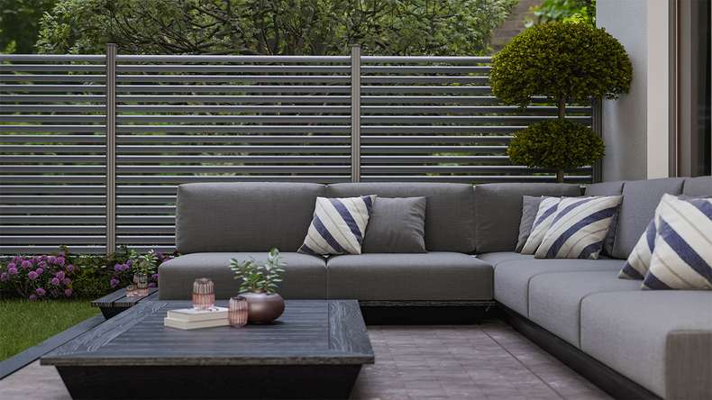 planeo Gardence Metallic Ellipse - Alu-Gartenzaun Quadratisch Anthrazit | DB703