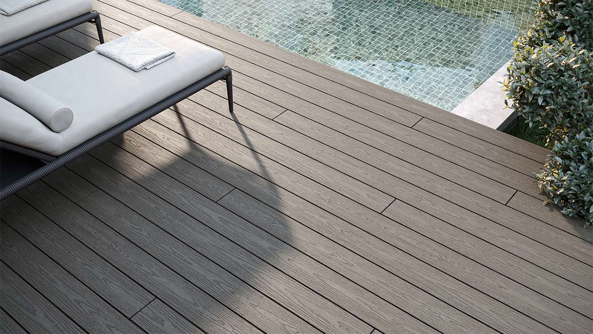 planeo CoEXWood WPC-Terrasse Komplett-Set Massivdiele - Anthrazitgrau/Graubraun strukturiert