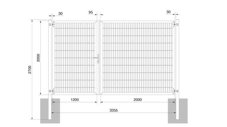 planeo Universaltor schwer 2-flg. Asymetrisch Feuerverzinkt H 2000 x B 3200 inkl. Torpfosten