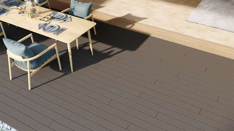 planeo LightWood WPC-Terrasse Komplett-Set Hohlkammerdiele - Hellgrau gerillt/genutet