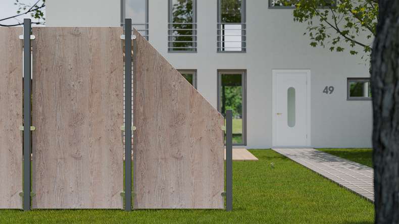 planeo Gardence Resistant - HPL-Sichtschutzzaun Hochkant - Holzoptik 90 x 180cm