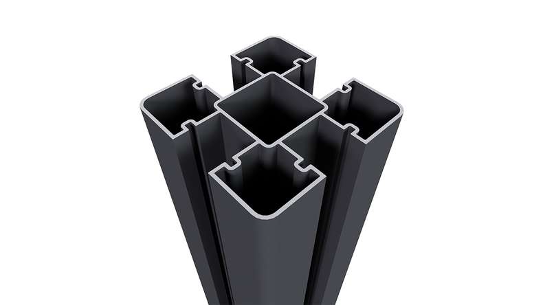 planeo Aluminium Pfosten zum Einbetonieren - Schwarz 8 x 8 x 150 cm inkl. Pfostenkappe