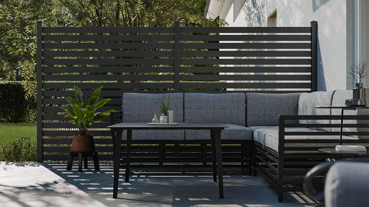 planeo Gardence Metallic Edge - Alu-Gartenzaun Quadratisch Anthrazit | DB703