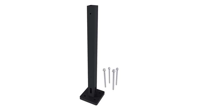 planeo Pfostenanker Aluminium Schwarz 86 x 86 x 398 mm