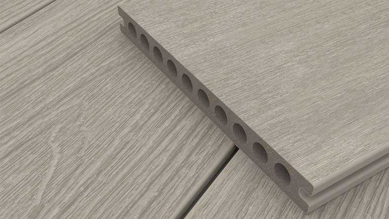 planeo MAXLine Nature - 3m WPC CoEx ummantelte XL Terrassendiele Verbundprofil leicht - Hellgrau strukturiert/glatt gebürstet