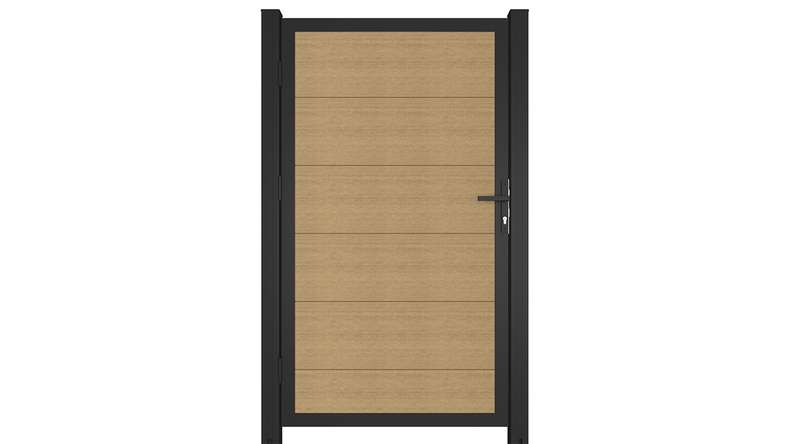planeo INFINITY XL-Board - WPC CoEx Universaltor Sand mit Anthrazit Alurahmen 100 x 180 cm
