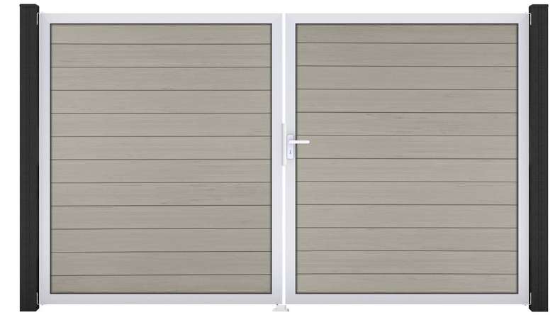 planeo Gardence Strong - BPC-Tor - 2-flügelig Bi-Color Sand mit Alurahmen 