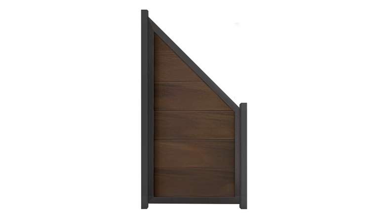 planeo Gardence Guard - BPC-Gartenzaun Schräg Walnuss co-extrudiert mit Alu-Rahmen in Anthrazit