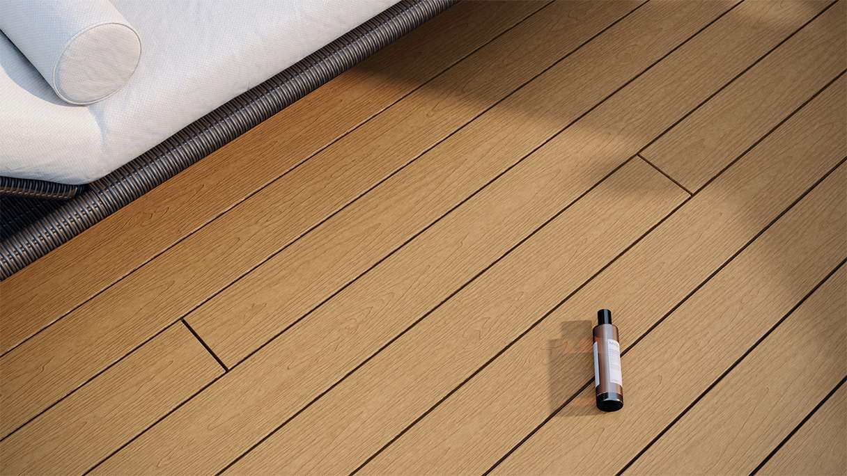 planeo CoEXWood WPC Terrassendiele Massiv ummantelt - Sand/Karamell 3m strukturiert