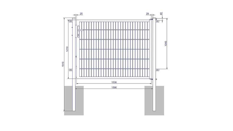 planeo Universaltor medium 1-flg. Anthrazit H 1200 x B 1590 mm inkl. Torpfosten