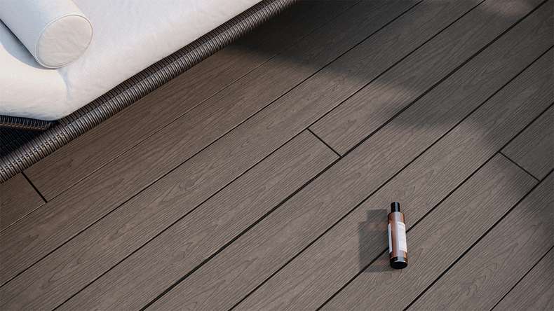 planeo CoEXWood WPC Terrassendiele Massiv ummantelt - Anthrazitgrau/Graubraun 3m strukturiert