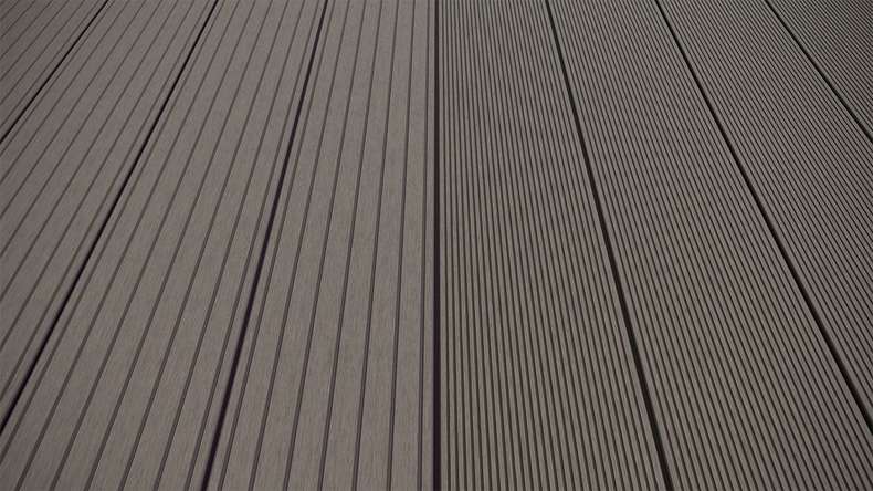 planeo LineWood WPC Terrassendiele Massiv - Hellgrau 3m gerillt/genutet