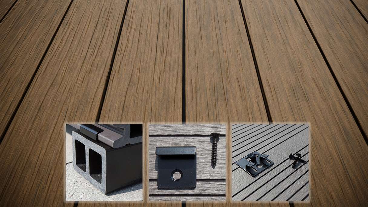 planeo AntikWood WPC-Terrasse Komplett-Set Massivdiele - Hellbraun antik gealtert