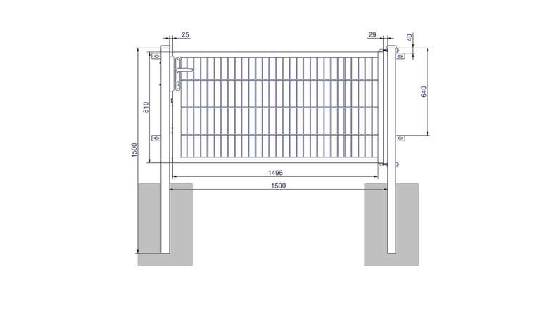 planeo Universaltor medium 1-flg. Moosgrün H 800 x B 1590 mm inkl. Torpfosten