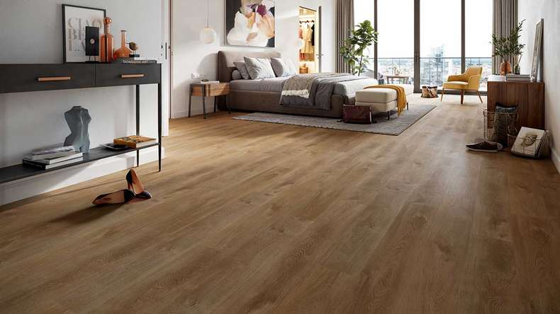 planeo Rigid Klick Vinyl - HOMEtec Basic 30 IXPE Warm Meadow Oak | Trittschalldämmung integr. (RP-E30-1)