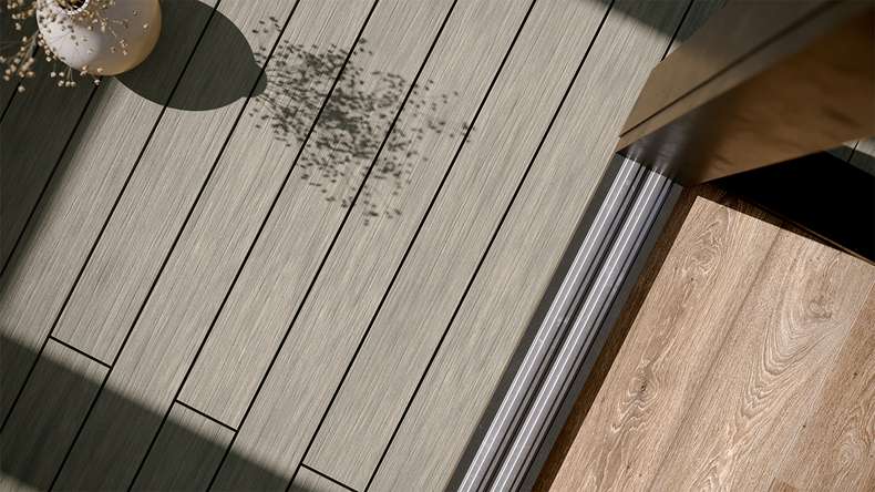 planeo AntikWood WPC-Terrasse Komplett-Set Massivdiele - Steingrau antik gealtert