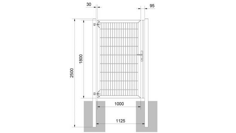 planeo Universaltor schwer 1-flg. Feuerverzinkt H 1800 x B 1125 mm inkl. Torpfosten