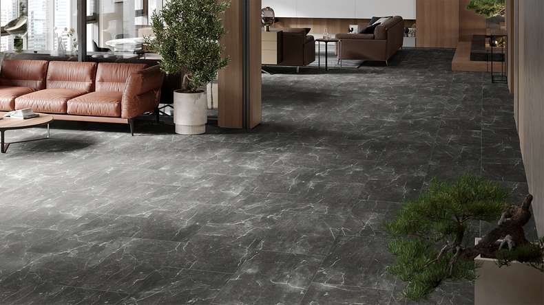 planeo Rigid Klick Vinyl - Stone Botticino Dark Matt | Trittschalldämmung integr. (100P2909MT)