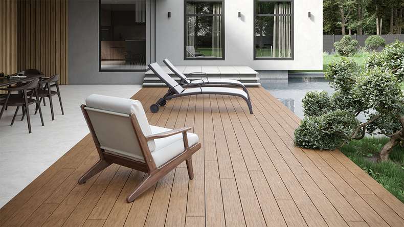 planeo TitanWood - Massivdiele dunkel-braun antik gealtert/gebürstet 4m | 5m