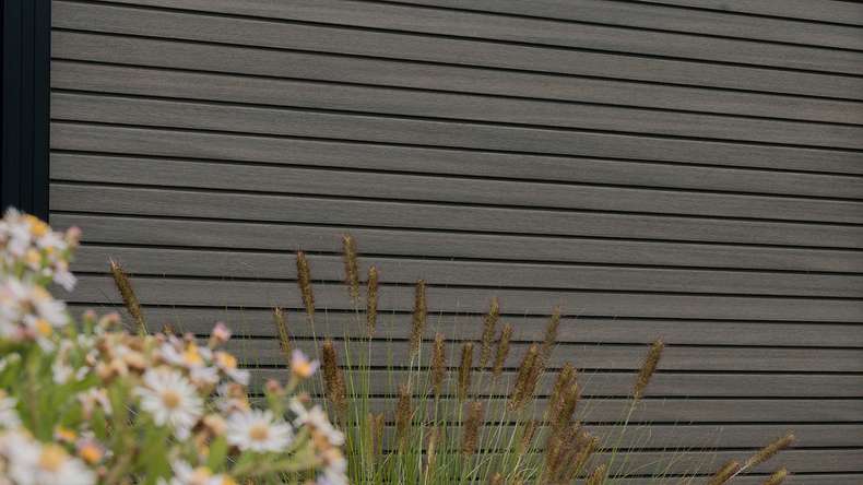 planeo LINEA - WPC CoEx Rhombus Steckzaun Dunkelgrau 176 x 183 cm
