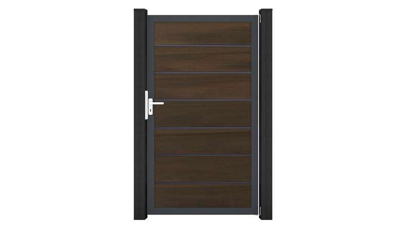 planeo Gardence Deluxe - BPC-Universaltor Walnuss co-ex mit Anthrazit-Alurahmen 100 x 180 x 4 cm