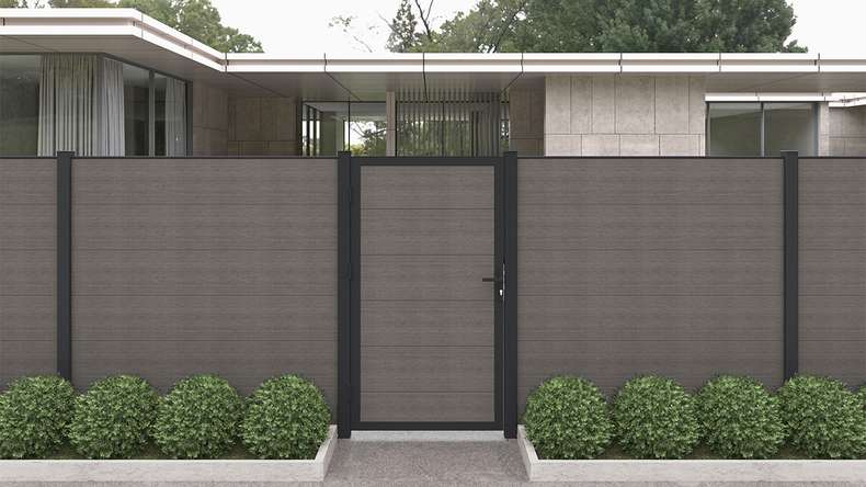 planeo INFINITY XL-Board - WPC CoEx Universaltor Dunkelgrau mit Anthrazit Alurahmen 100 x 180 cm