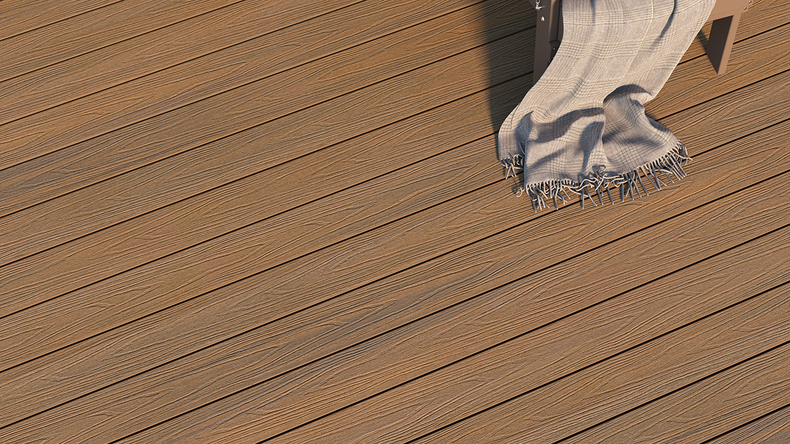 planeo UNIDeck - WPC CoEx ummantelte Terrassendiele Burma Teak 3m - strukturiert/glatt gebürstet
