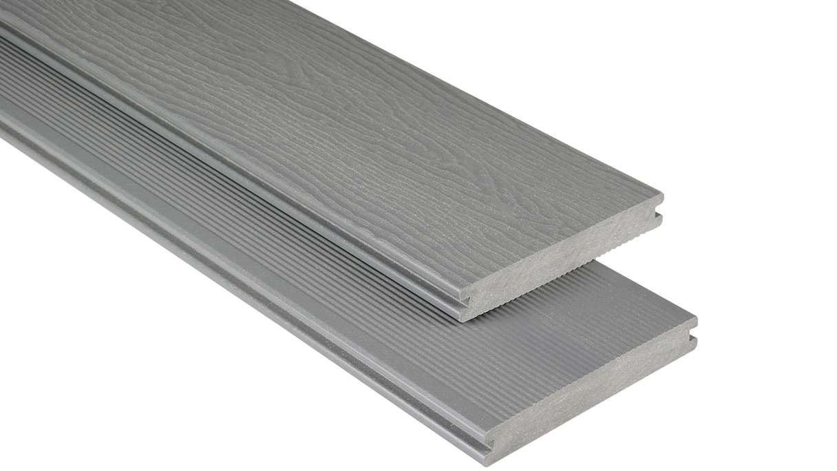 planeo WPC - Terrassendiele massiv Grau 4,20m - geprägt