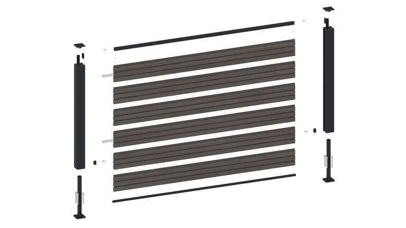 planeo LINEA - WPC CoEx Rhombus Vorgarten Steckzaun Dunkelgrau 180 x 90 cm
