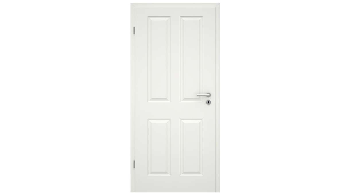 planeo Landhaus-Innentür VELA Casa 4F Weißlack 9010 Rundkante | lackiert - 1985 x 610|735|860|985 mm