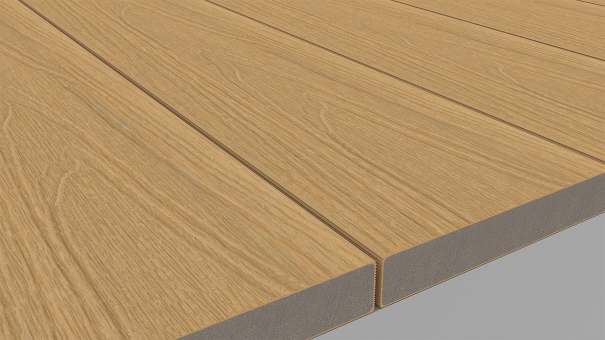 planeo UNIDeck - WPC CoEx ummantelte Terrassendiele Sand 3m - strukturiert/glatt gebürstet