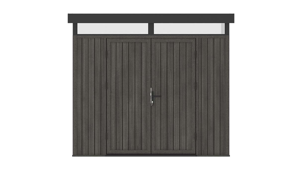 planeo WPC CoEx Flachdach Gartenhaus M - Dunkelgrau 250 x 250 x 226.5 cm