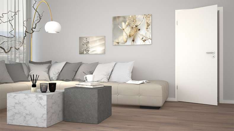 planeo Innentür VELA Calma Weißlack 9010 Eckkante | lackiert - 2110 x 610|735|860|985 mm