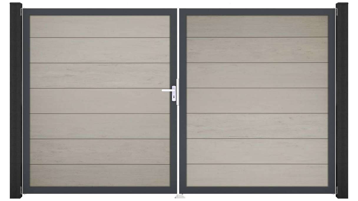 planeo Gardence Strong XL - BPC-Tor - 2-flügelig Bi-Color Sand mit Alurahmen 